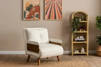 Krevat-karrige një vendës, Atelier del Sofa, Cosmo Single, material teddy, e bardhë