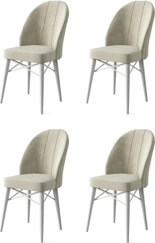 Set karrigesh (4 copë), Hanah Home, Ritim, krem dhe e bardhë - 1