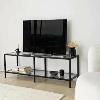 Komodinë për TV Basic, gri e errët, zezë