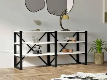 Raft librash Hanah Home, Valero, ngjyrë e zezë dhe e bardhë