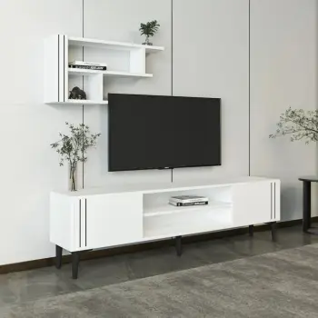 Set komodë TV Hanah Home, Beril, e bardhë