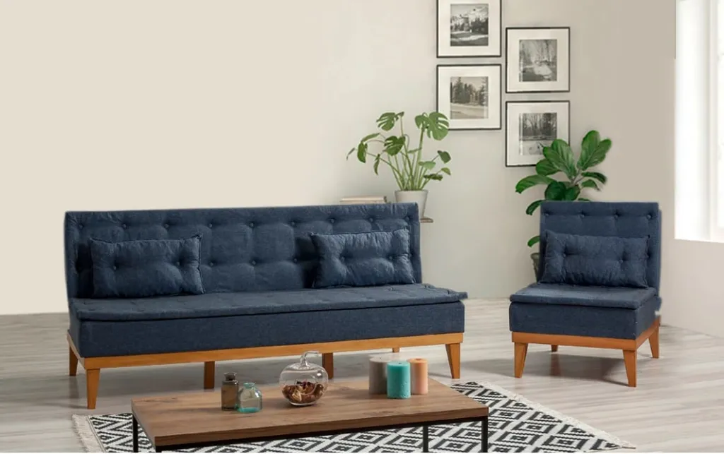 Set divan-krevat Atelier del Sofa, ngjyrë kaltër e errët, Fuoco-TKM06-1048 - 2