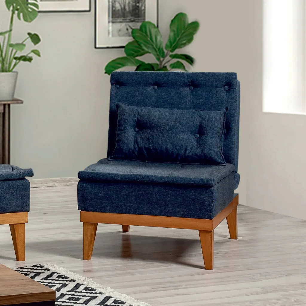 Set divan-krevat Atelier del Sofa, ngjyrë kaltër e errët, Fuoco-TKM06-1048 - 7