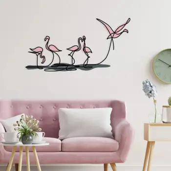 Aksesor dekorativ metalik për mur, flamingo, Wallity, shumëngjyrësh, M