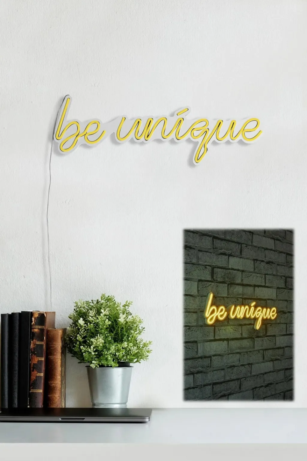 Dekor dritash LED plastike, 'be unique', ngjyrë e verdhë - 4
