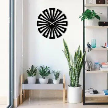 Orë muri dekorative prej metali, Wallity Enzoclock - S003, e zezë, 48x48cm