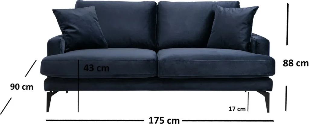 Divan dy ulëshe, ngjyrë navy blue, Papira 2 Seater - 4