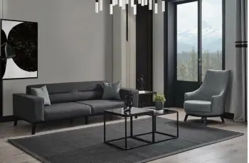 Divan-krevat treshe, ngjyrë antracit, Bali 3 vendesh