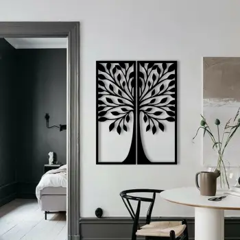 Aksesor dekorativ metalik për mur, Wallity Efsane, ngjyrë e zezë, 51x65cm