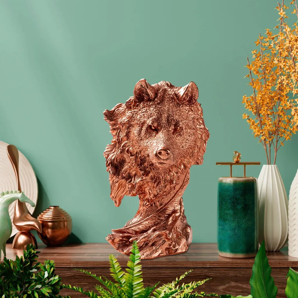 Objekt dekorativ, formë ujku, ngjyrë bakri, Aberto Design - 1