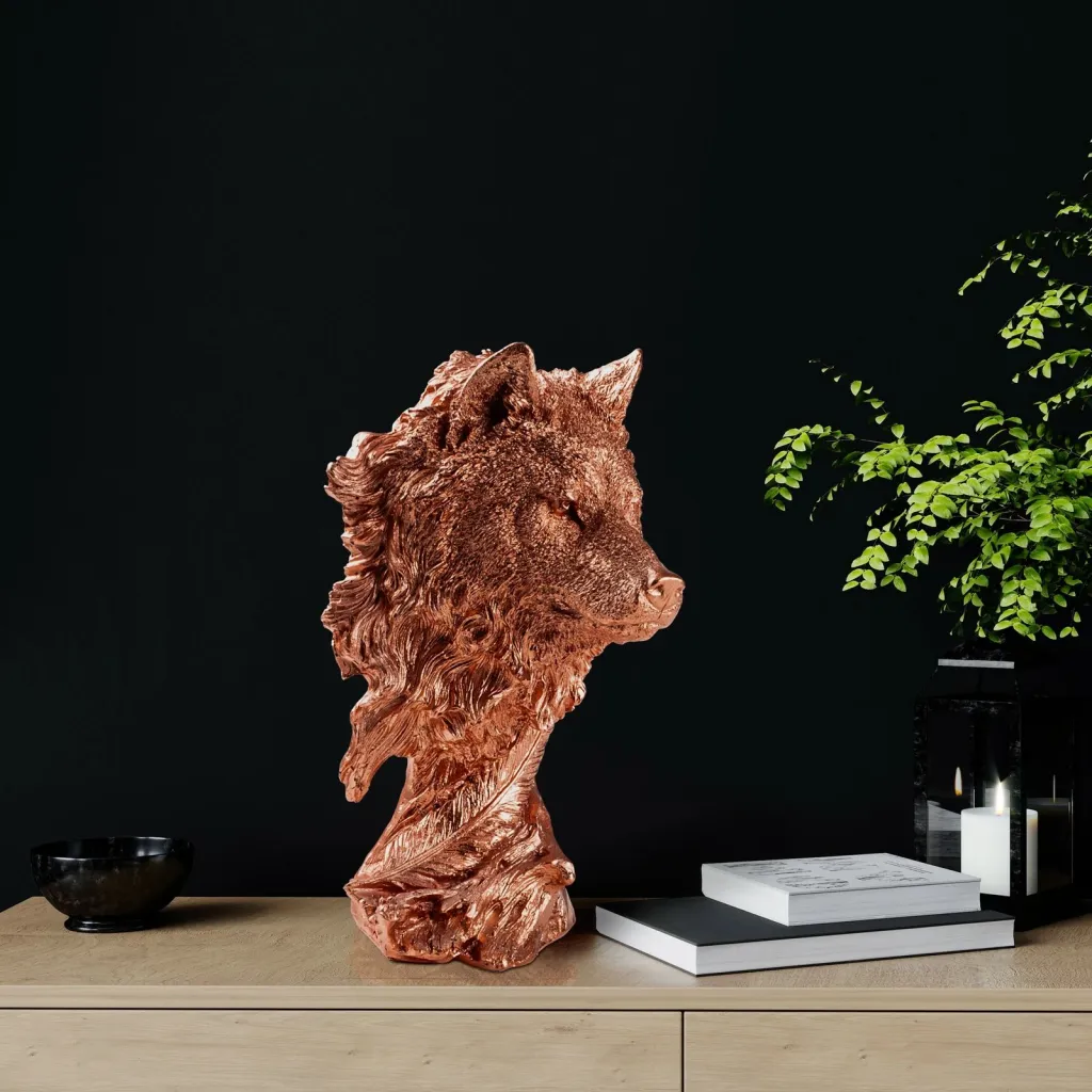 Objekt dekorativ, formë ujku, ngjyrë bakri, Aberto Design - 2