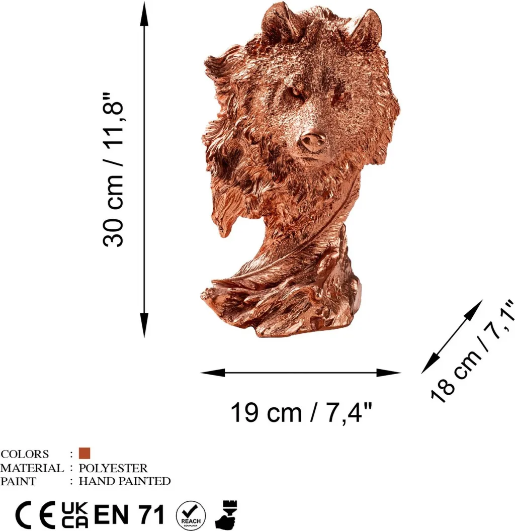 Objekt dekorativ, formë ujku, ngjyrë bakri, Aberto Design - 8