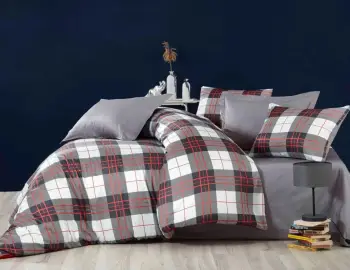 Set mbulesë për dyshek dopio L'essentiel, 479, gri, e bardhë, e kuqe
