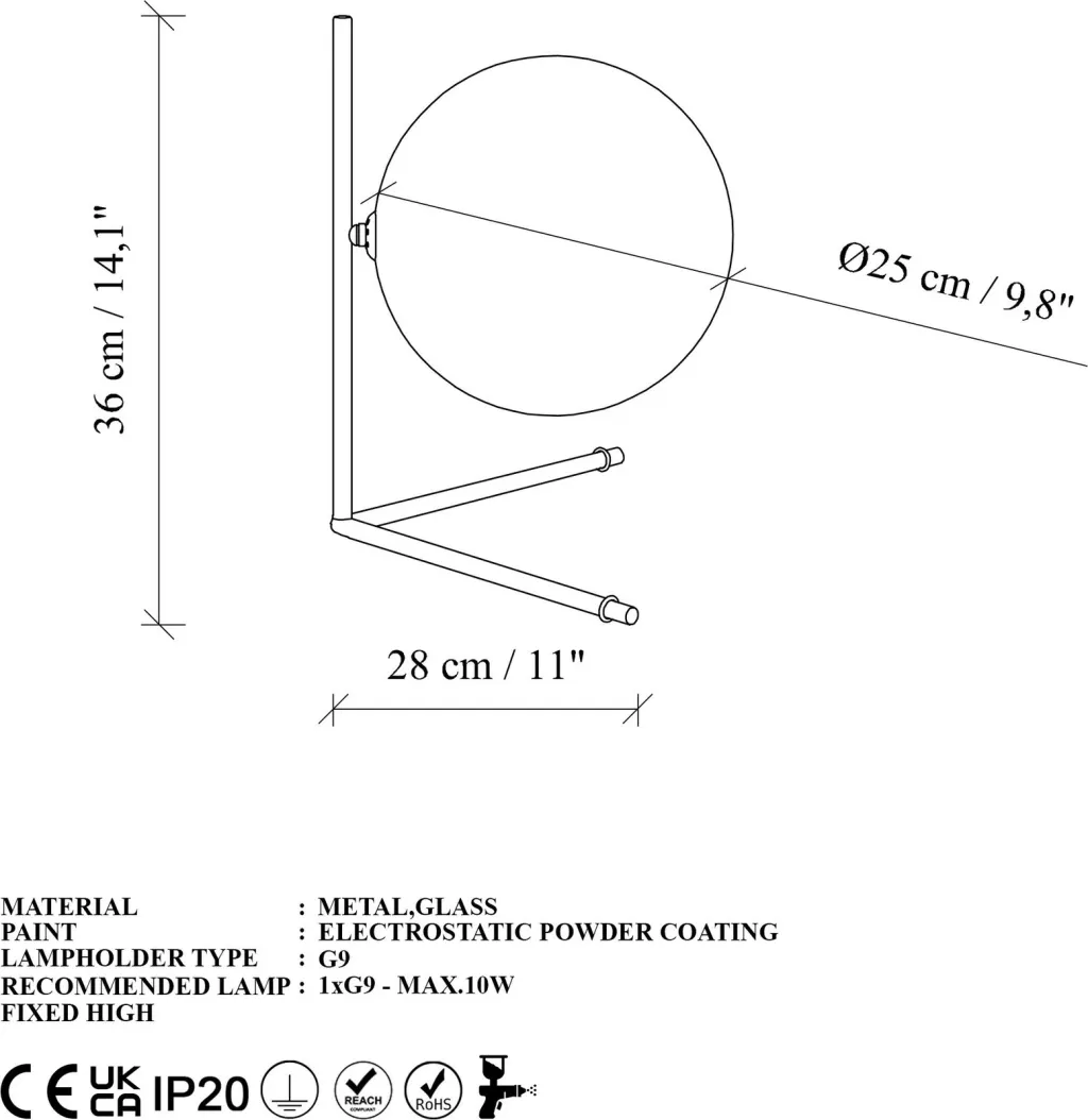 Llambë tavoline Opviq, Luminar - 14170, ngjyrë e zezë - 9