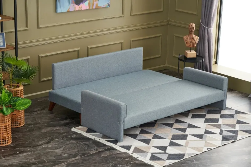 Krevat-sofa treshe, ngjyrë kaltër, Bella Soft, Atelier del Sofa - 2