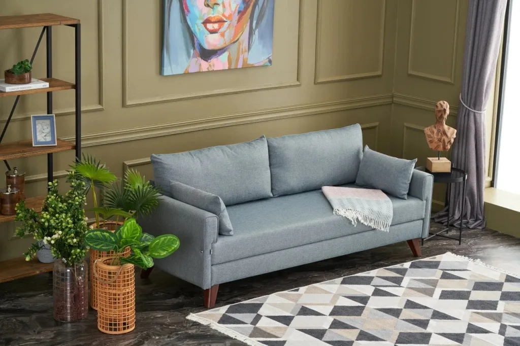 Krevat-sofa treshe, ngjyrë kaltër, Bella Soft, Atelier del Sofa - 3
