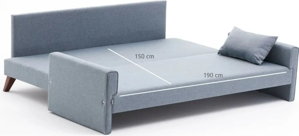 Krevat-sofa treshe, ngjyrë kaltër, Bella Soft, Atelier del Sofa - 7