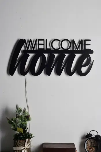 Dritë dekorative LED për mur, Welcome Home, e verdhë
