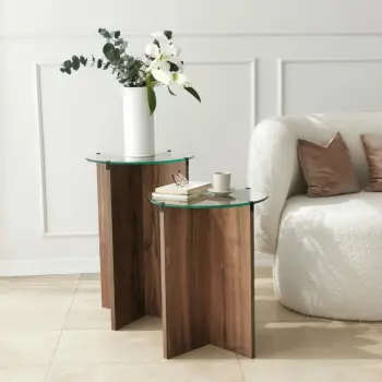 Set tavolina ndihmëse të vendosshme (2 copë), Hanah Home, Lily, ngjyrë arre