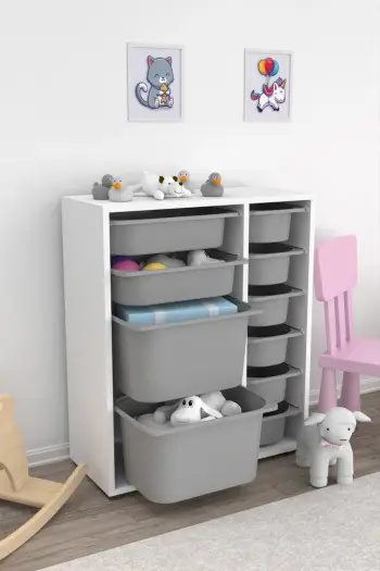 Dollap multifunksional Hanah Home, Zen 2D2K6U, i bardhë-gri