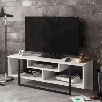 Komodinë për TV Asal (120), bardhë, zezë, lis