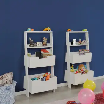 Raft librash Hanah Home, dy copë, ngjyrë e bardhë