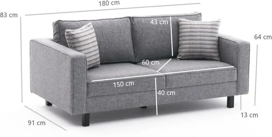 Divan dy-vendësh Atelier del Sofa, lino Kale, ngjyrë gri - 8