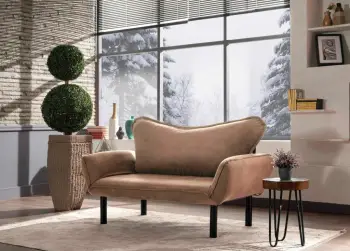 Divan 2-vendësh që shndërrohet në shtrat, Atelier del Sofa, Chatto, ngjyrë kafe e çelët