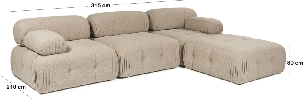 Këndare Doblo 3 vendëshe me pouffe, ngjyrë pjeshke - 17