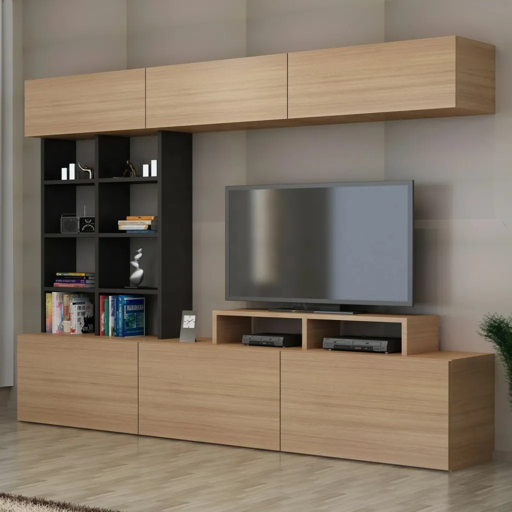 Komodë TV Hanah Home, Sasa, ngjyrë teak dhe e zezë - 1