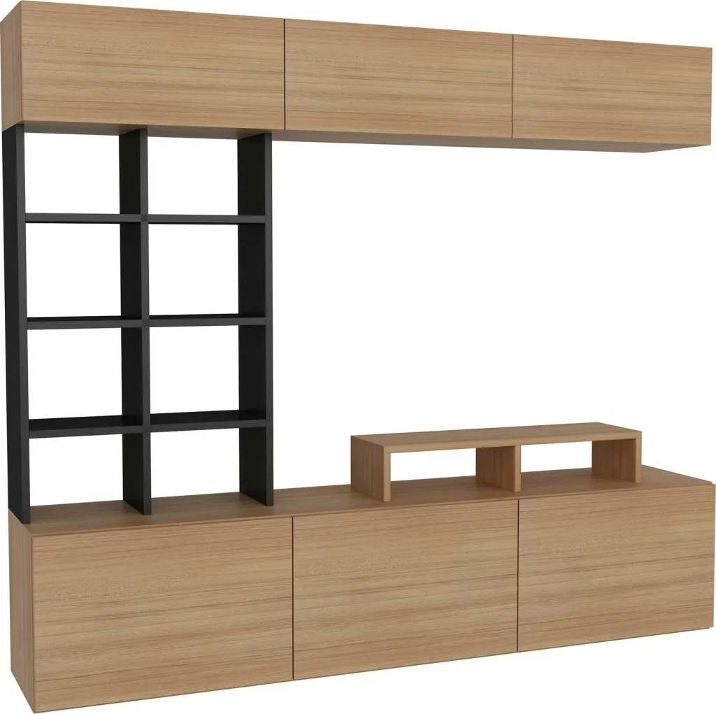 Komodë TV Hanah Home, Sasa, ngjyrë teak dhe e zezë - 3