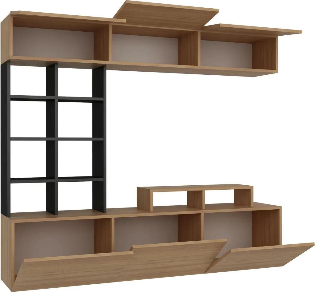 Komodë TV Hanah Home, Sasa, ngjyrë teak dhe e zezë - 6