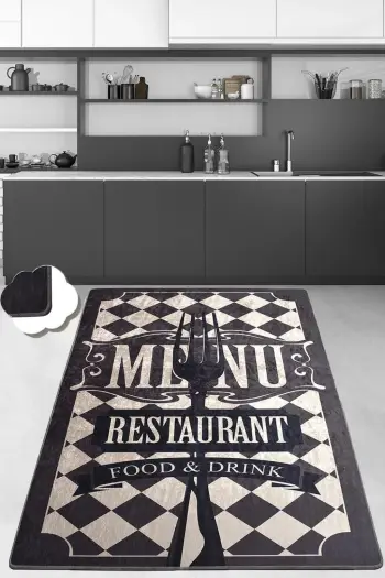 Qilim Conceptum Hypnose, Food And Drink Djt, 80x120cm, ngjyrë e zezë dhe krem