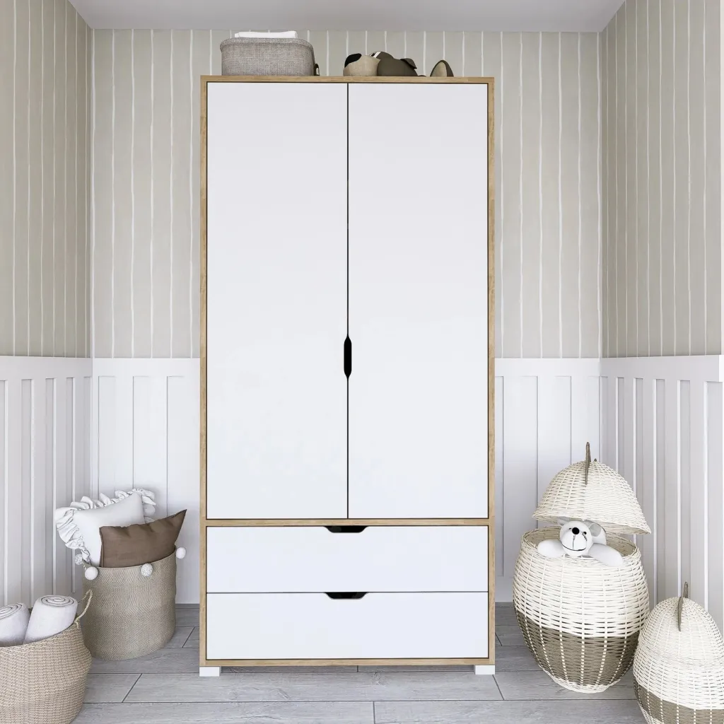 Dollap Rrobash 90 Cm 1600, arrë e çelët, bardhë - 1