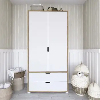Dollap Rrobash 90 Cm 1600, arrë e çelët, bardhë