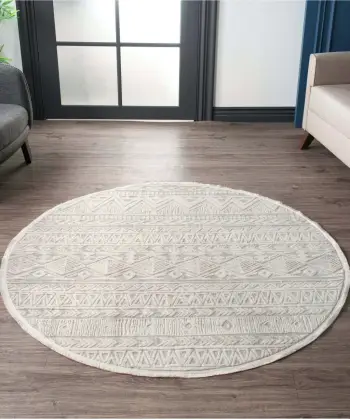 Qilim i rrumbullakët, ngjyrë bezhë, Conceptum Hypnose Leo 2970 Y, 80x80cm