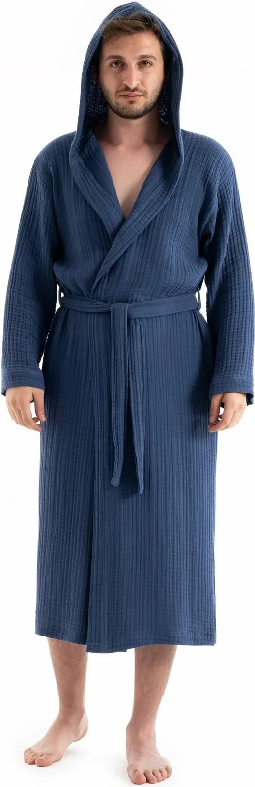 Rrobdeshambrë uniseks Mijölnir, muslin, ngjyrë e kaltër e errët - 5