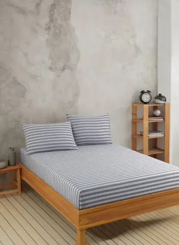 Set çarçafësh dopio L'essentiel, saten Water Yollu, gri e çelët