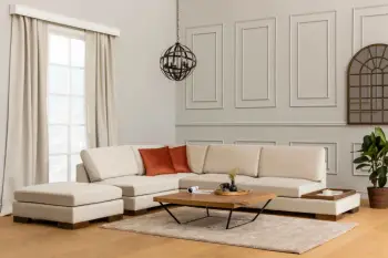Këndare Tulip me pouf, ngjyrë bezhë, Atelier del Sofa