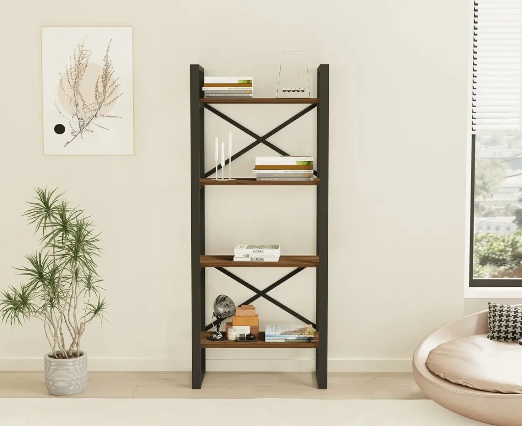 Raft librash Hanah Home, Alaro, stil modern, ngjyrë arre - 2