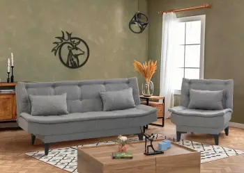 Set divan-krevat me karrige krahu, ngjyrë gri, Santo-S-1008