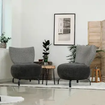 Set karrigesh 'wing', Atelier del Sofa, Loly, anthracite, 2 copë