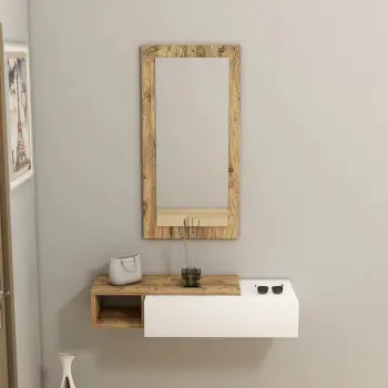 Komodë anësore Hanah Home, Vien, ngjyrë pishë Atlantike, e bardhë