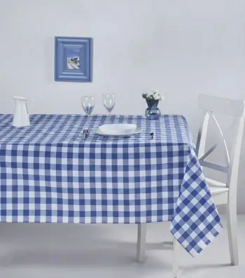 Mbulesë tavoline Hermia, kareli, 260, ngjyrë e kaltër