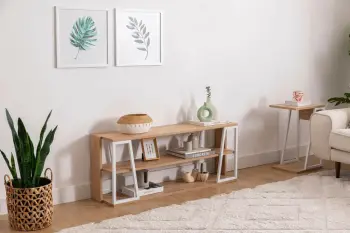Komodinë për TV Lissa Rafli Tv Stand, safir, bardhë