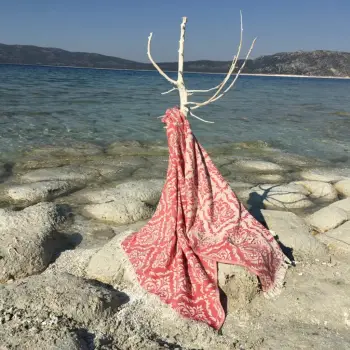 Peshqir plazhi Fouta, Mijölnir Barok, i kuq, 90x170cm