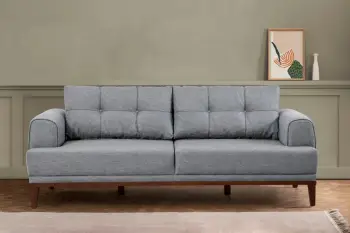 Divan treshe Atelier del Sofa, Vina 3, ngjyrë gri, këmbë dru arre