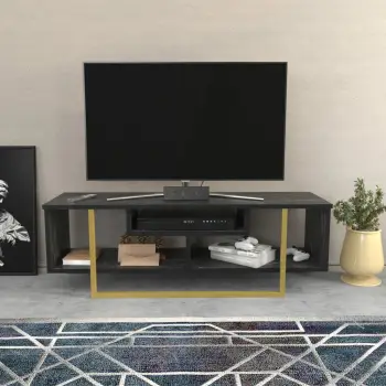Komodinë për TV Asal 120, zezë, artë