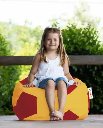 Puf futbolli për fëmijë, ngjyrë e verdhë dhe e kuqe, Atelier del Sofa, për kopsht