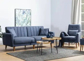Set divan-krevat Atelier del Sofa, ngjyrë kaltër e errët, Aqua-TKM06-1048